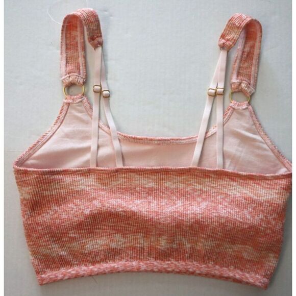 Aerie Women's Sz L Beach Peach Seamless Ring Longline Crop Top Bralette - Picture 2 of 16